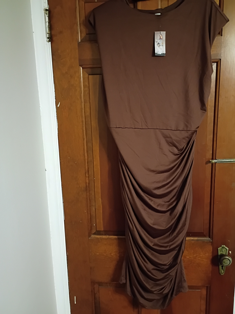 Brown Ruched Women's Dress